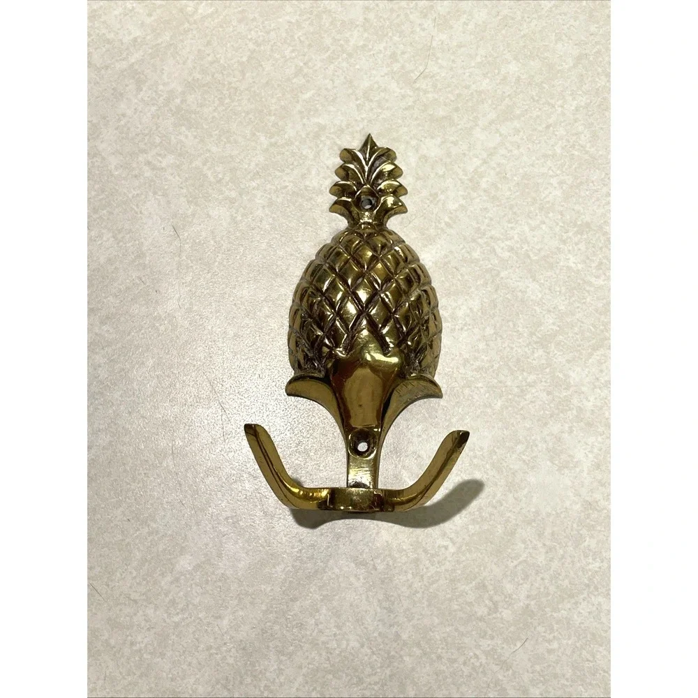 Vintage Solid Brass Pineapple Double Wall Hook 5